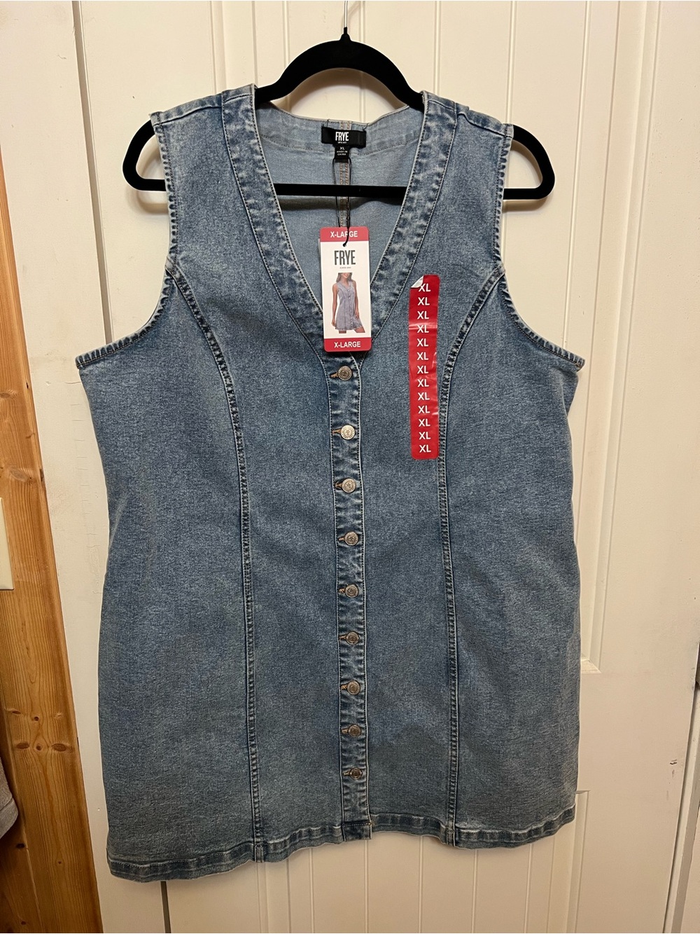 Frye Light Blue Denim Button-Front Sleeveless Short Dress